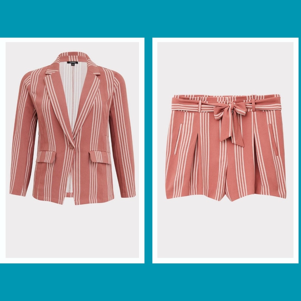 Torrid Dusty Rose Crepe Blazer & 5 Inch Stretch Mid-Rise Tie-Front Short Set